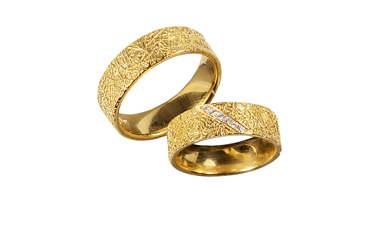05253+05254-wedding rings, gold 750 and brillants